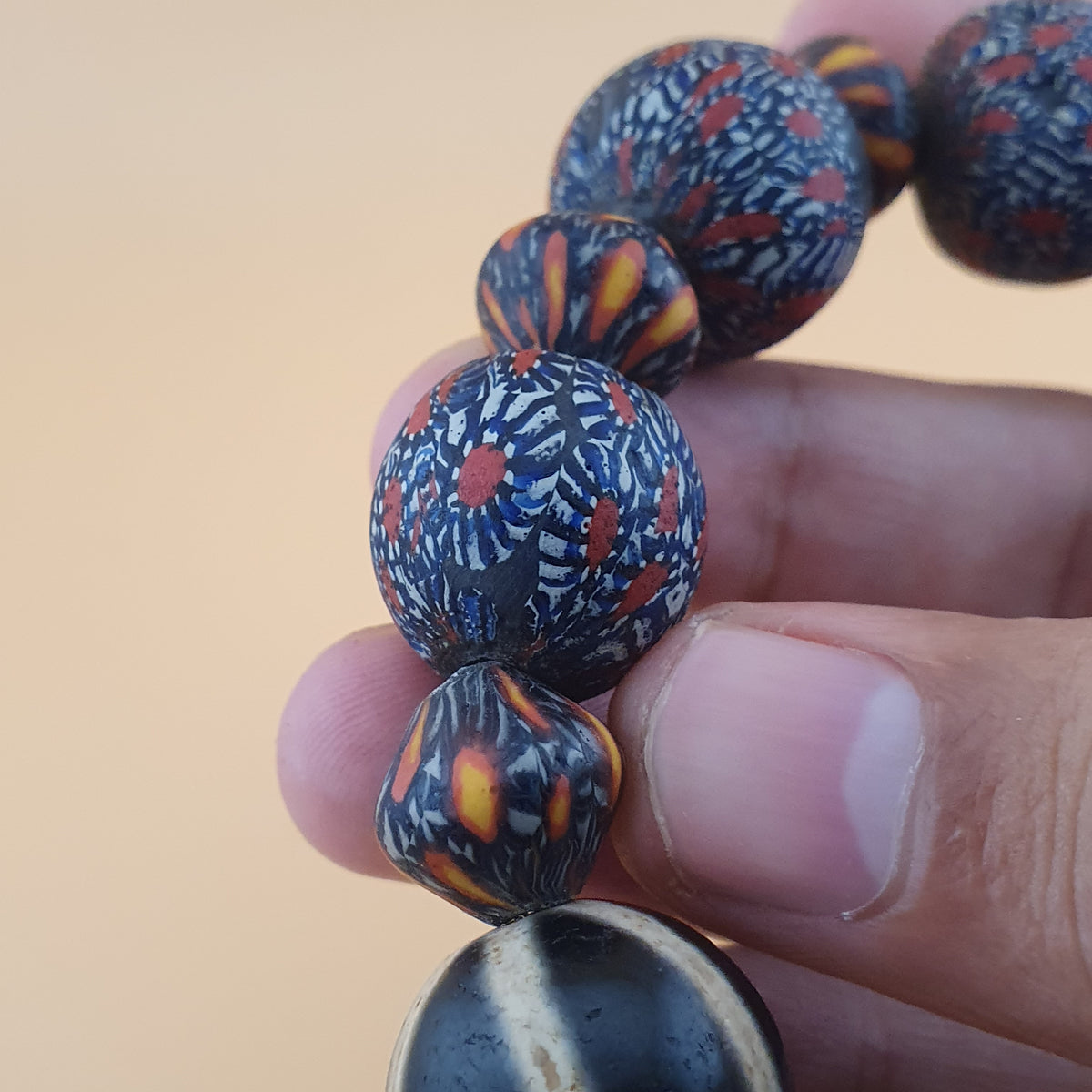 Antique Venetian Style Gabri Eyes & Melon Desgin Himalayan Tibetan Dzi Beads Bracelets