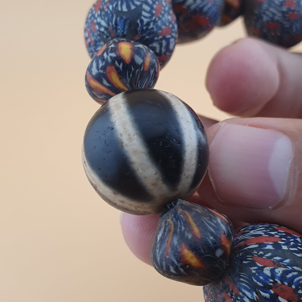 Antique Venetian Style Gabri Eyes & Melon Desgin Himalayan Tibetan Dzi Beads Bracelets