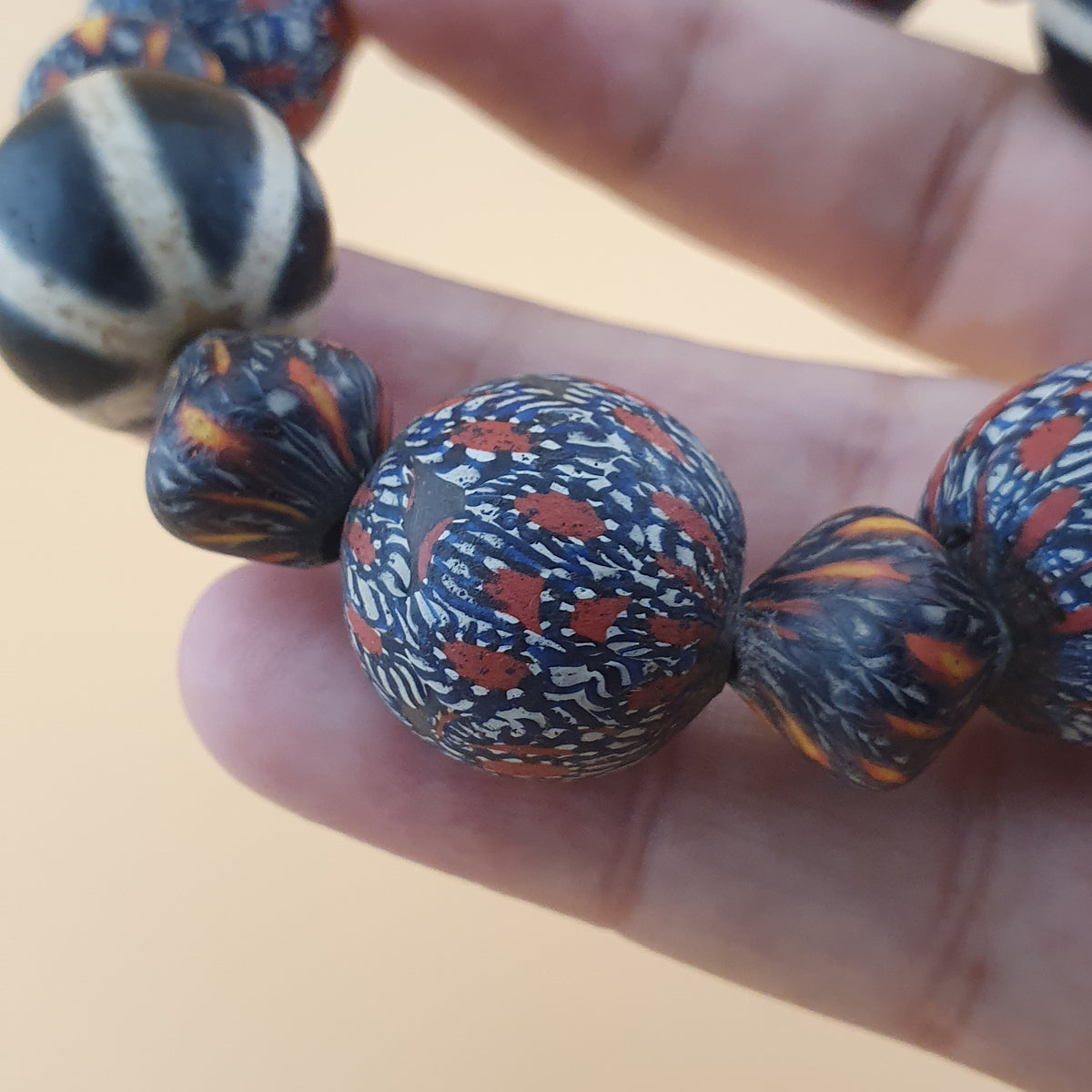 Antique Venetian Style Gabri Eyes & Melon Desgin Himalayan Tibetan Dzi Beads Bracelets