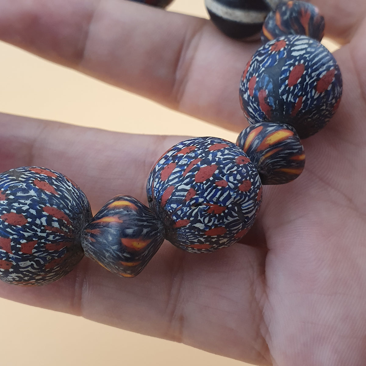 Antique Venetian Style Gabri Eyes & Melon Desgin Himalayan Tibetan Dzi Beads Bracelets