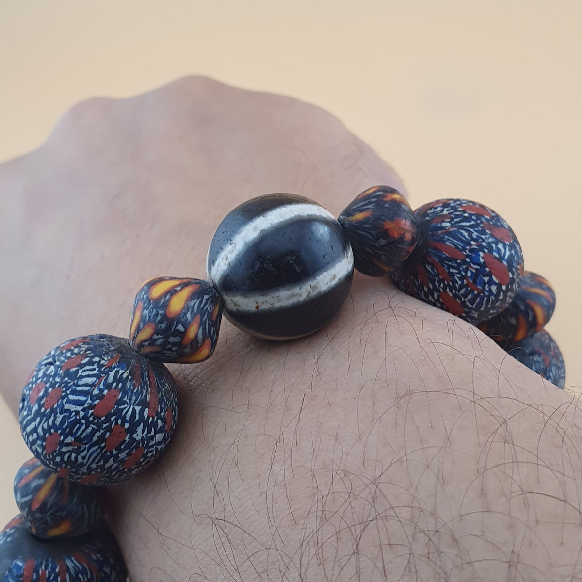 Antique Venetian Style Gabri Eyes & Melon Desgin Himalayan Tibetan Dzi Beads Bracelets