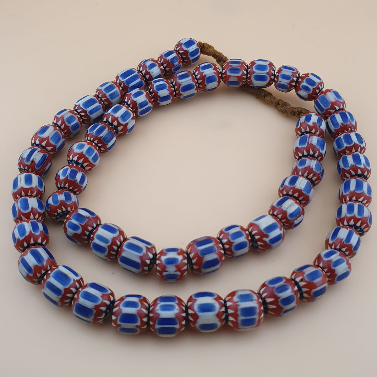 Vintage Venetian Style Chevron Glass Beads Necklace Strands
