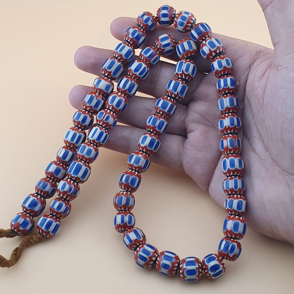 Vintage Venetian Style Chevron Glass Beads Necklace Strands