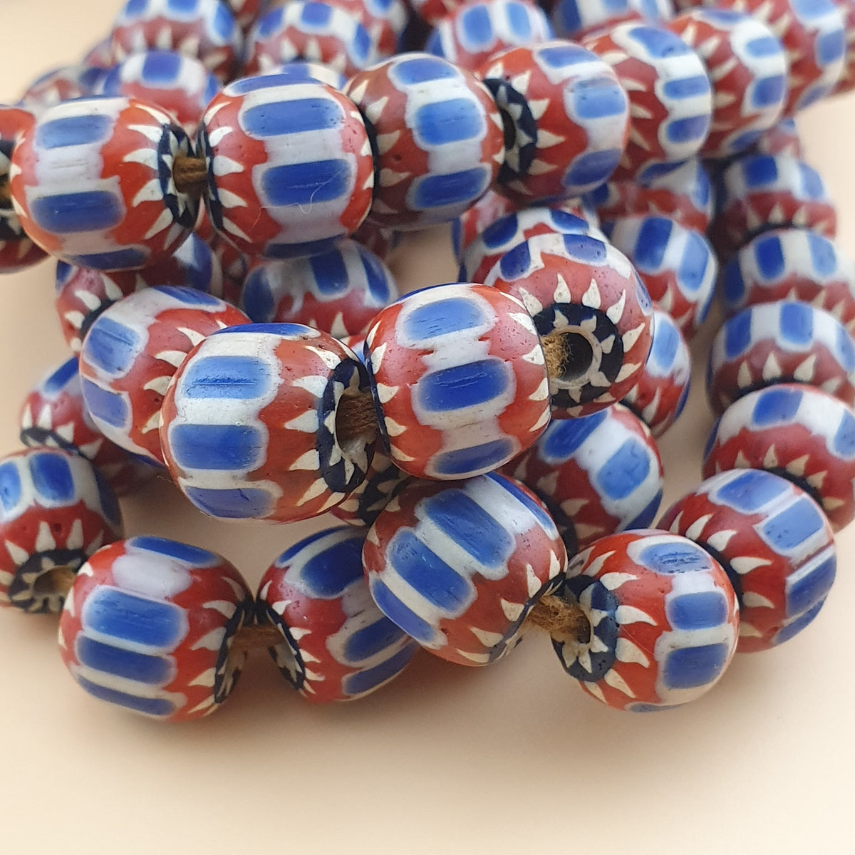 Vintage Venetian Style Chevron Glass Beads Necklace Strands