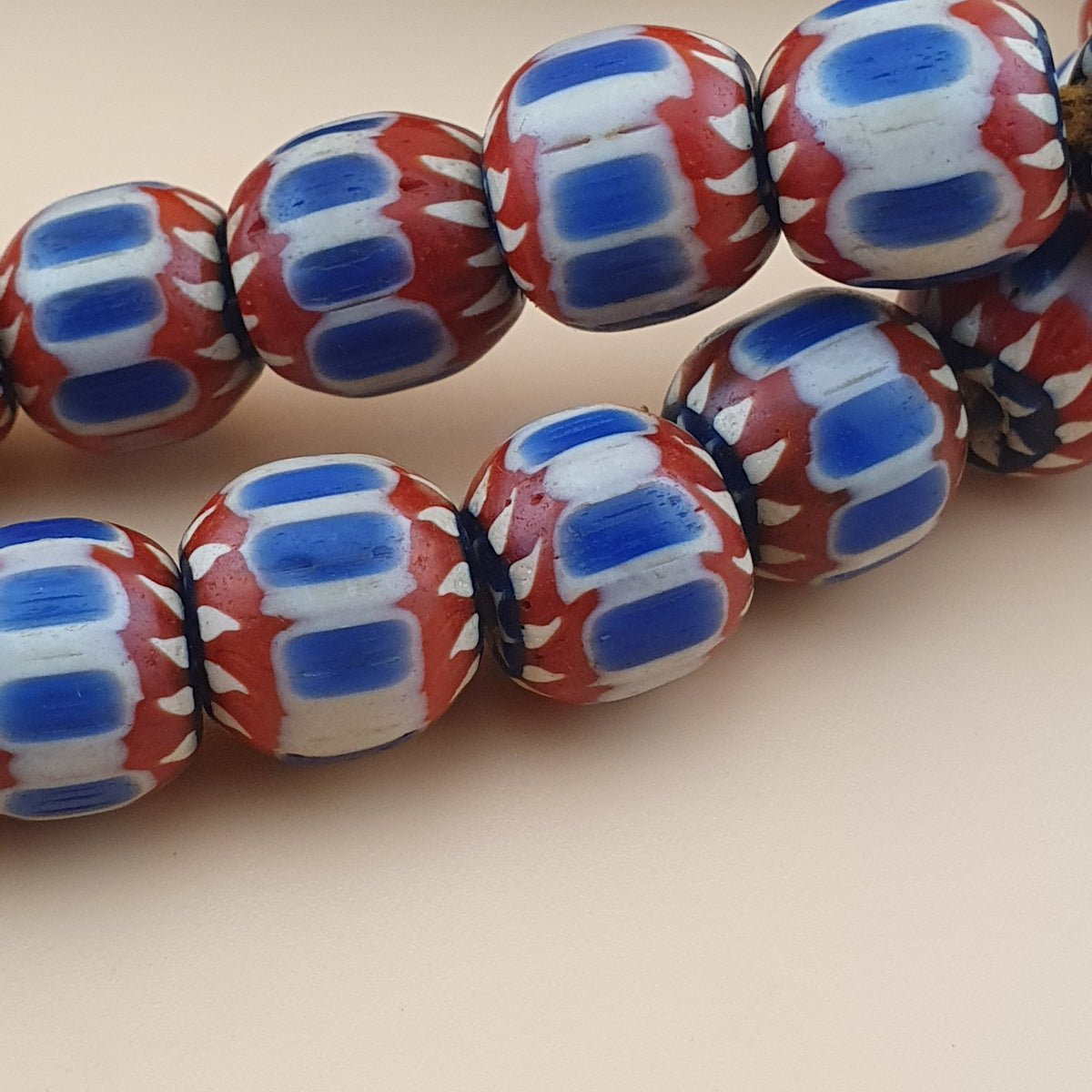 Vintage Venetian Style Chevron Glass Beads Necklace Strands