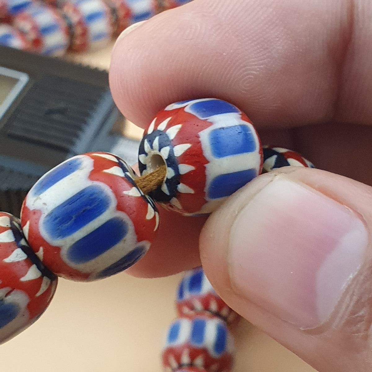 Vintage Venetian Style Chevron Glass Beads Necklace Strands