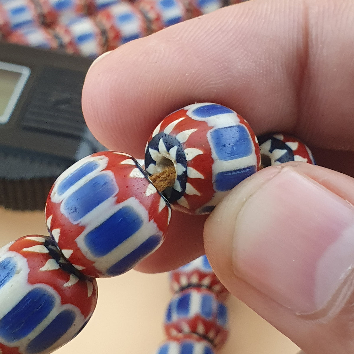 Vintage Venetian Style Chevron Glass Beads Necklace Strands