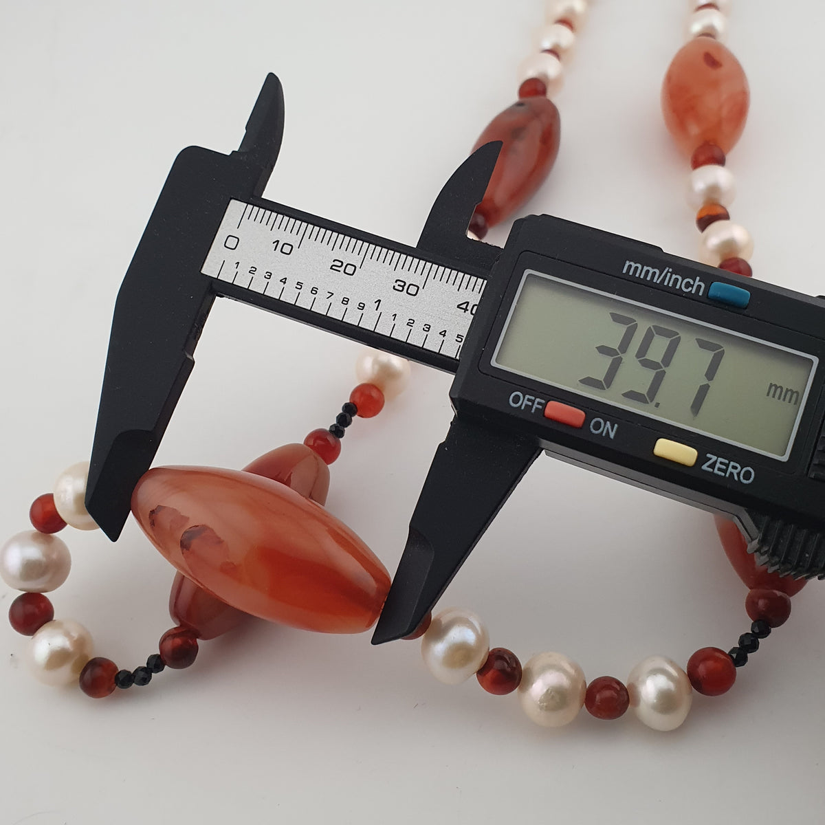 Vintage African Carnelian & Fresh Water Authentic Pearl Necklace