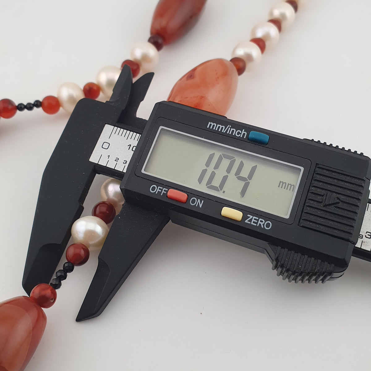 Vintage African Carnelian & Fresh Water Authentic Pearl Necklace