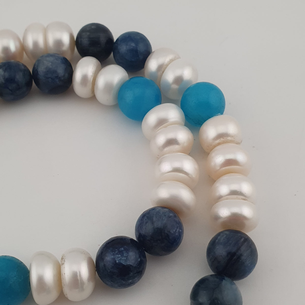 Authentic Fresh Water Pearls & Gemstone Beads With Himalayan Tibetan Dzi Pendant Necklace