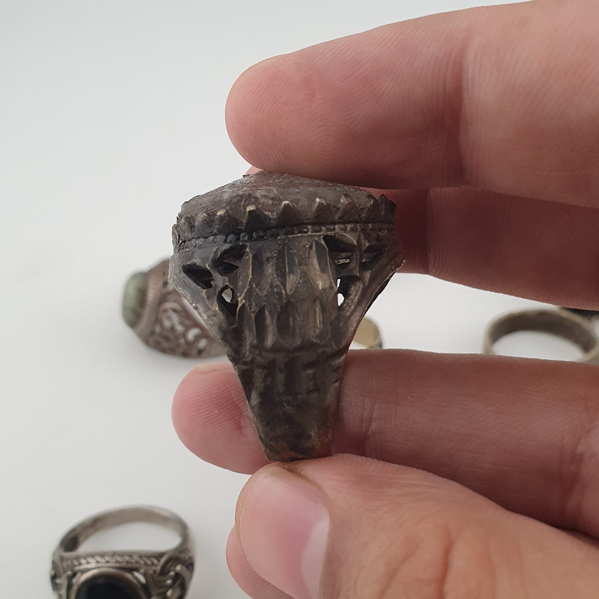Antique Style Ring Collection 15 Mixed Brass, Glass & Stone Rings