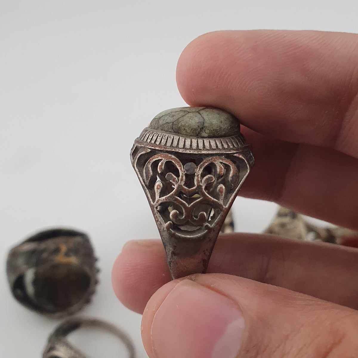 Antique Style Ring Collection 15 Mixed Brass, Glass & Stone Rings