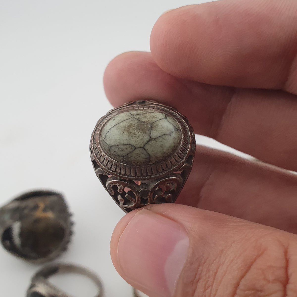 Antique Style Ring Collection 15 Mixed Brass, Glass & Stone Rings