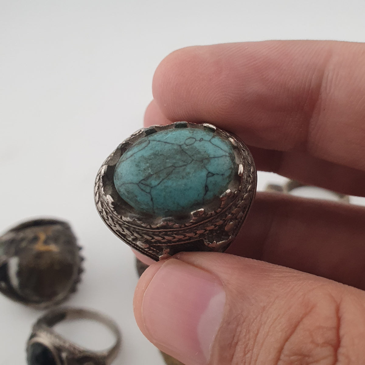 Antique Style Ring Collection 15 Mixed Brass, Glass & Stone Rings