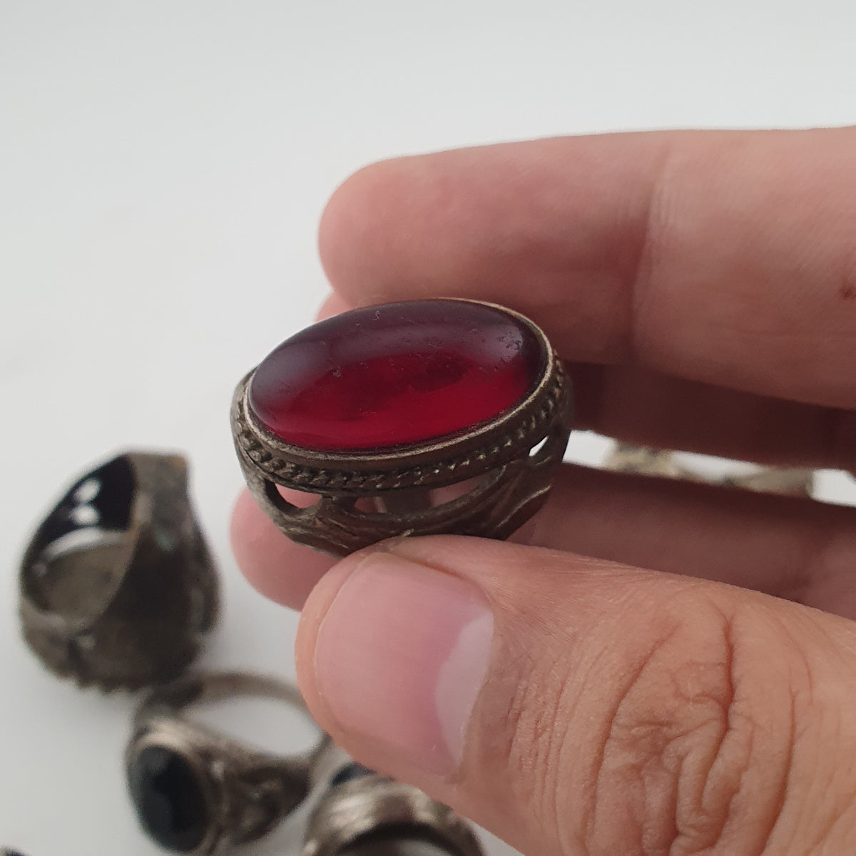 Antique Style Ring Collection 15 Mixed Brass, Glass & Stone Rings