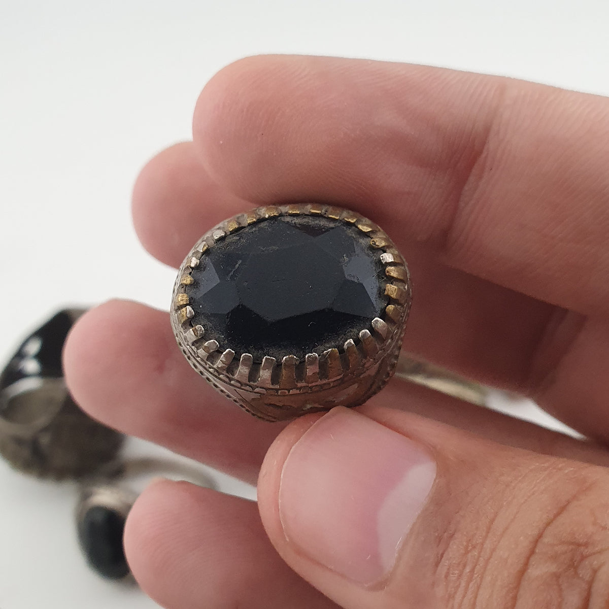Antique Style Ring Collection 15 Mixed Brass, Glass & Stone Rings
