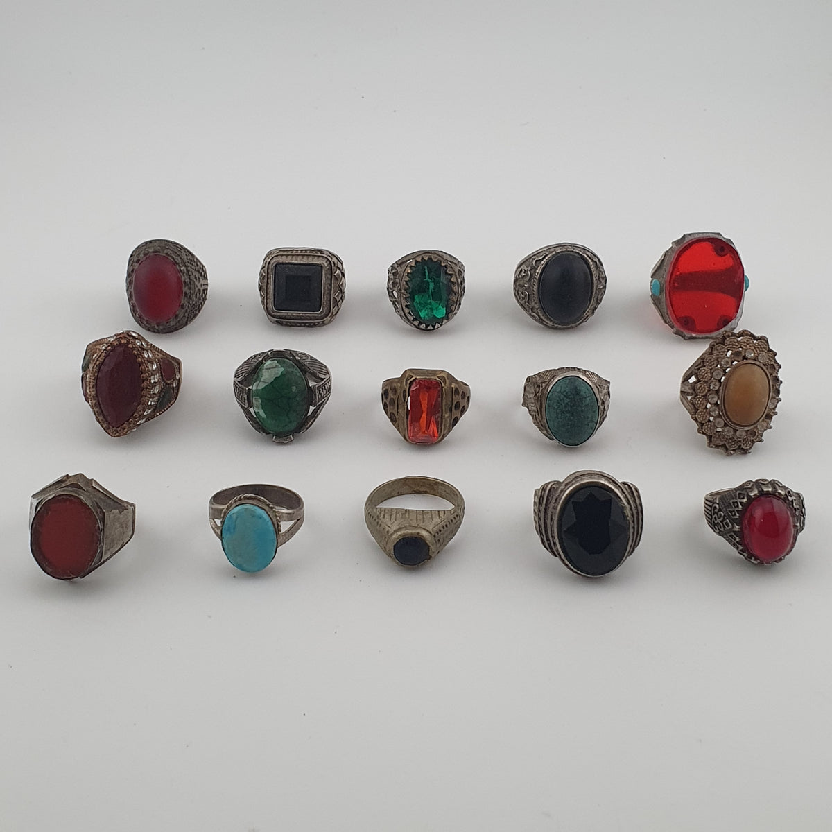 Ancient Inspired Brass Rings Set of 15 Collectible Jewellery Pieces