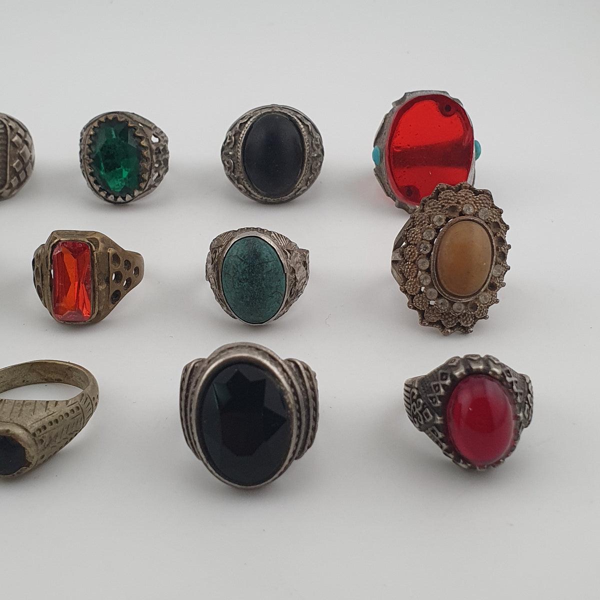 Ancient Inspired Brass Rings Set of 15 Collectible Jewellery Pieces