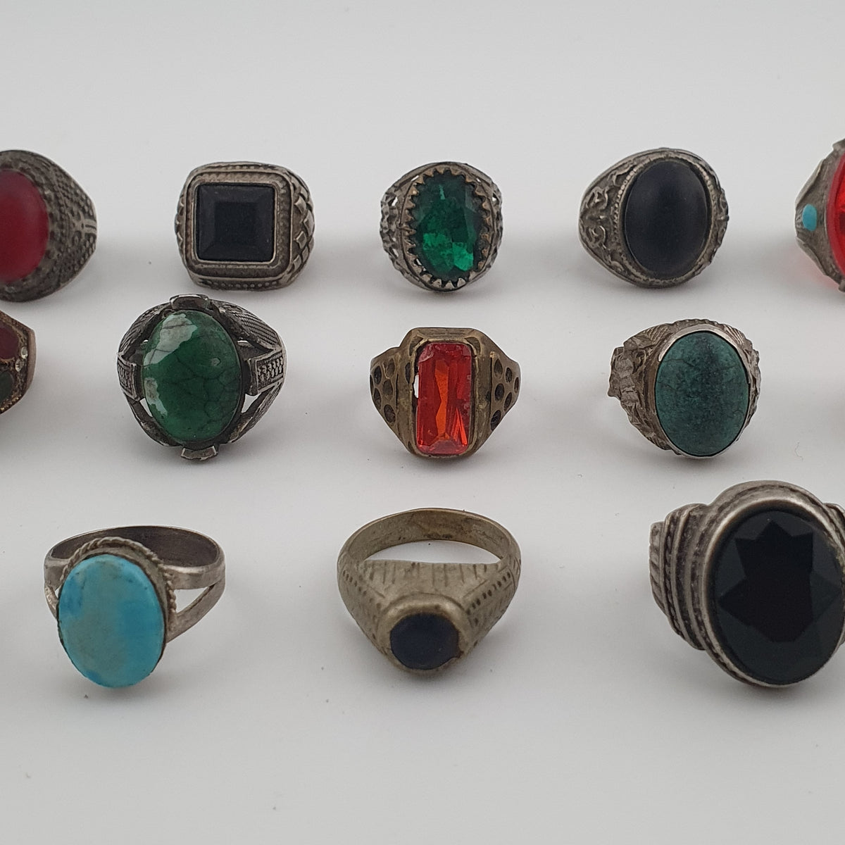 Ancient Inspired Brass Rings Set of 15 Collectible Jewellery Pieces