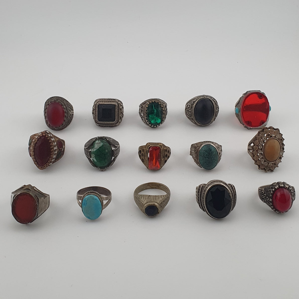 Ancient Inspired Brass Rings Set of 15 Collectible Jewellery Pieces