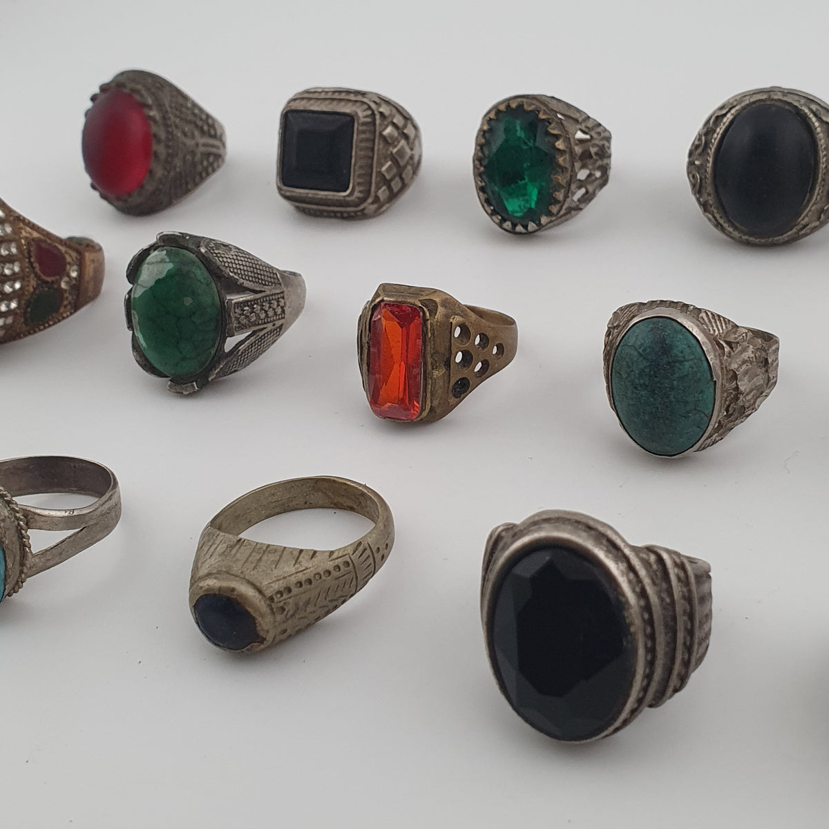 Ancient Inspired Brass Rings Set of 15 Collectible Jewellery Pieces