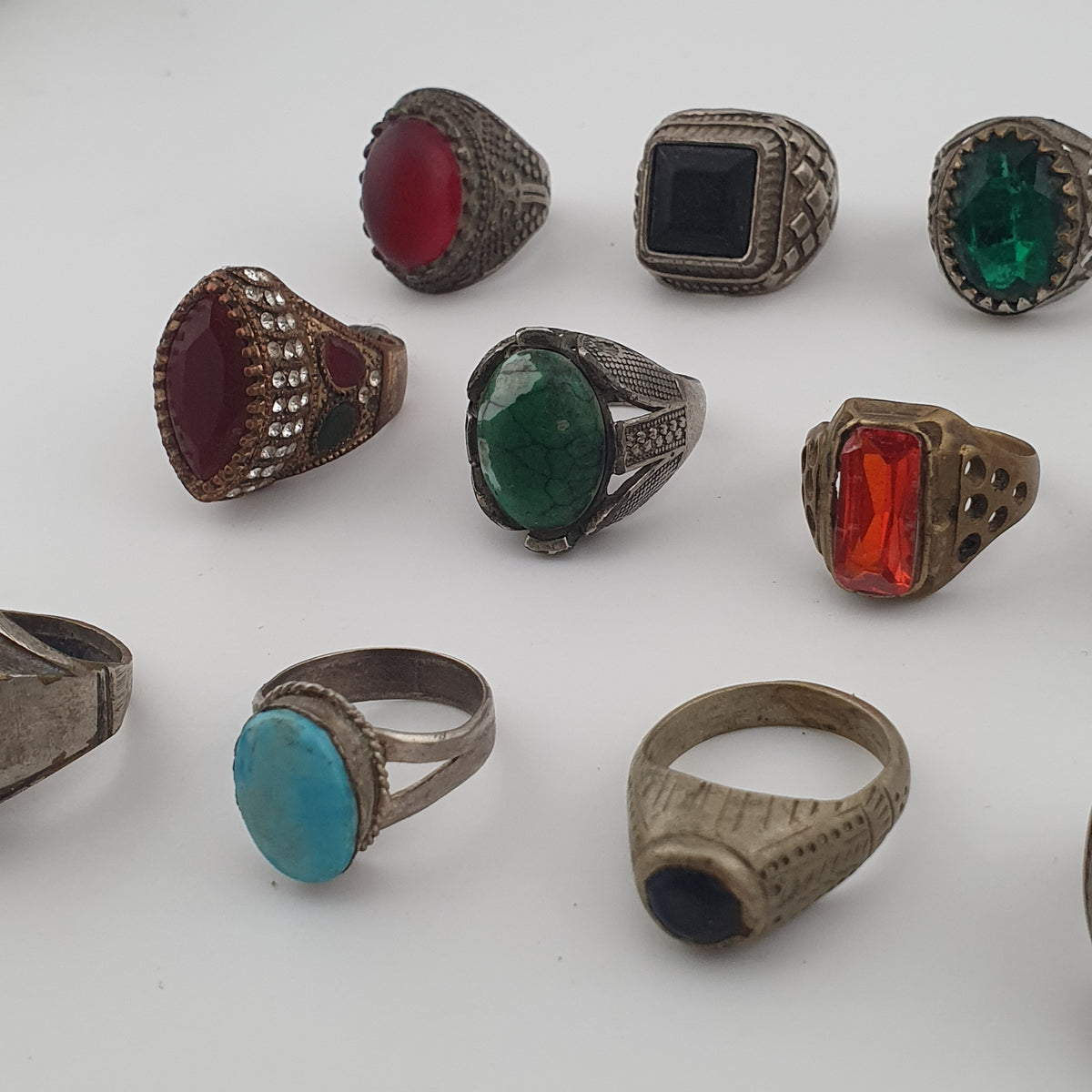 Ancient Inspired Brass Rings Set of 15 Collectible Jewellery Pieces