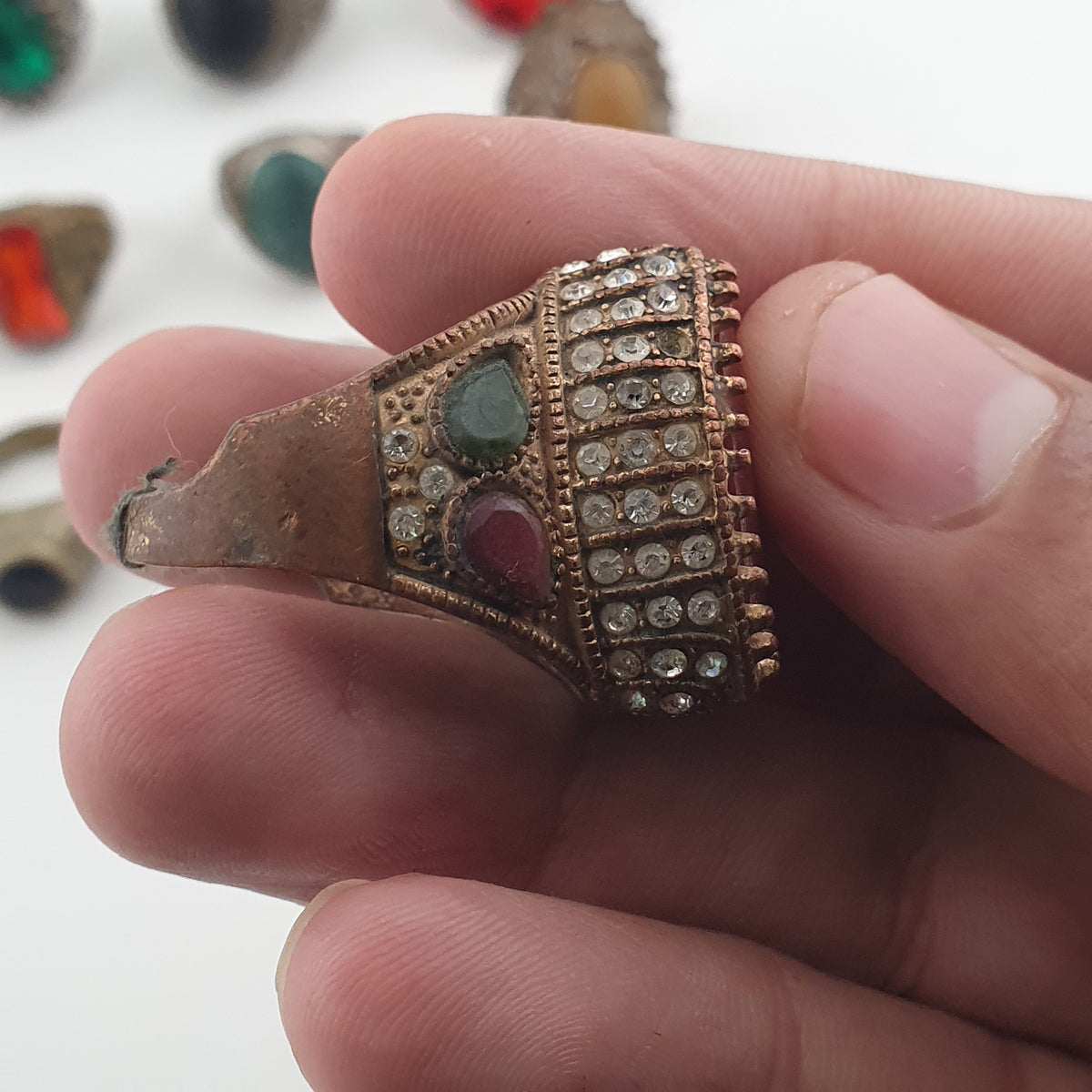 Ancient Inspired Brass Rings Set of 15 Collectible Jewellery Pieces