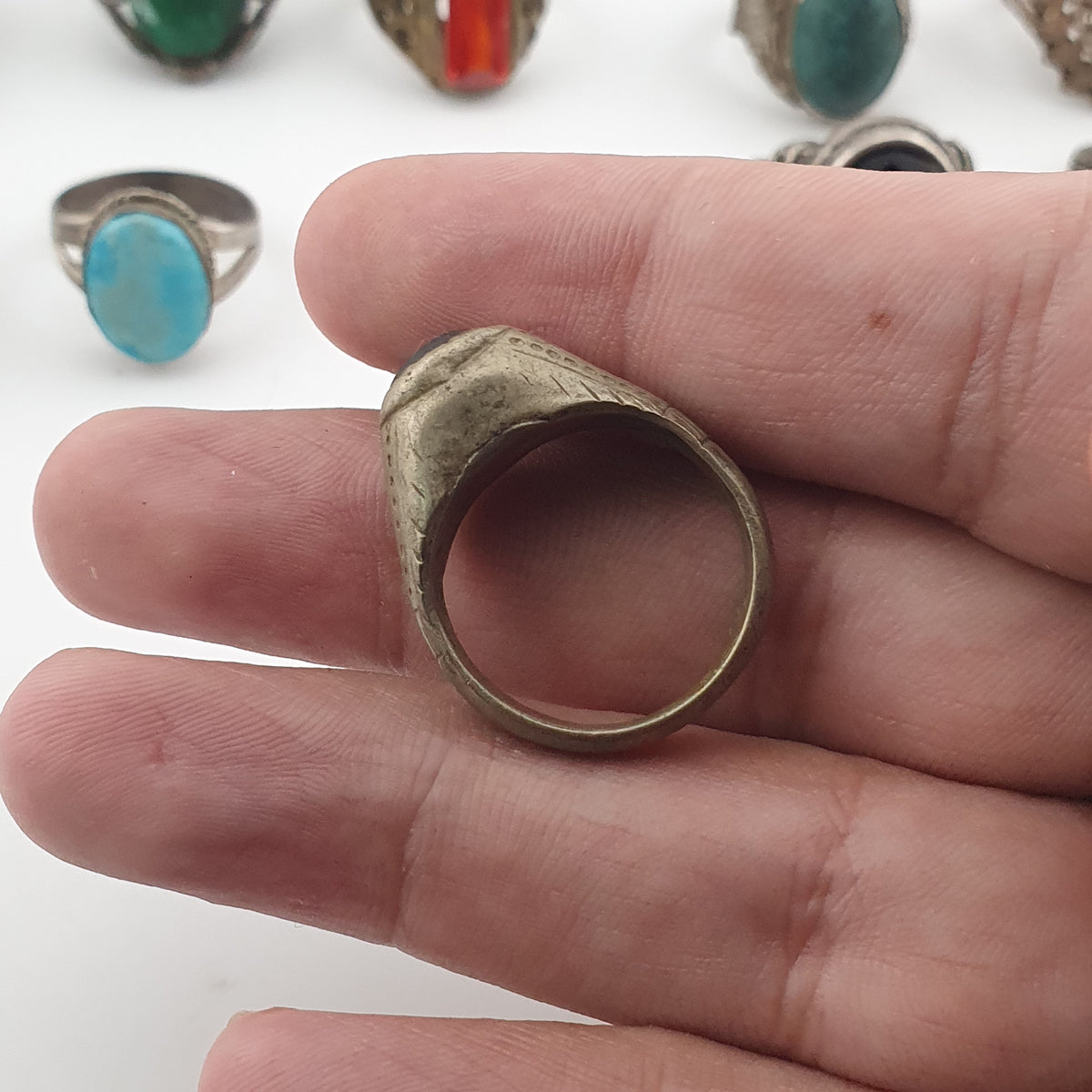 Ancient Inspired Brass Rings Set of 15 Collectible Jewellery Pieces