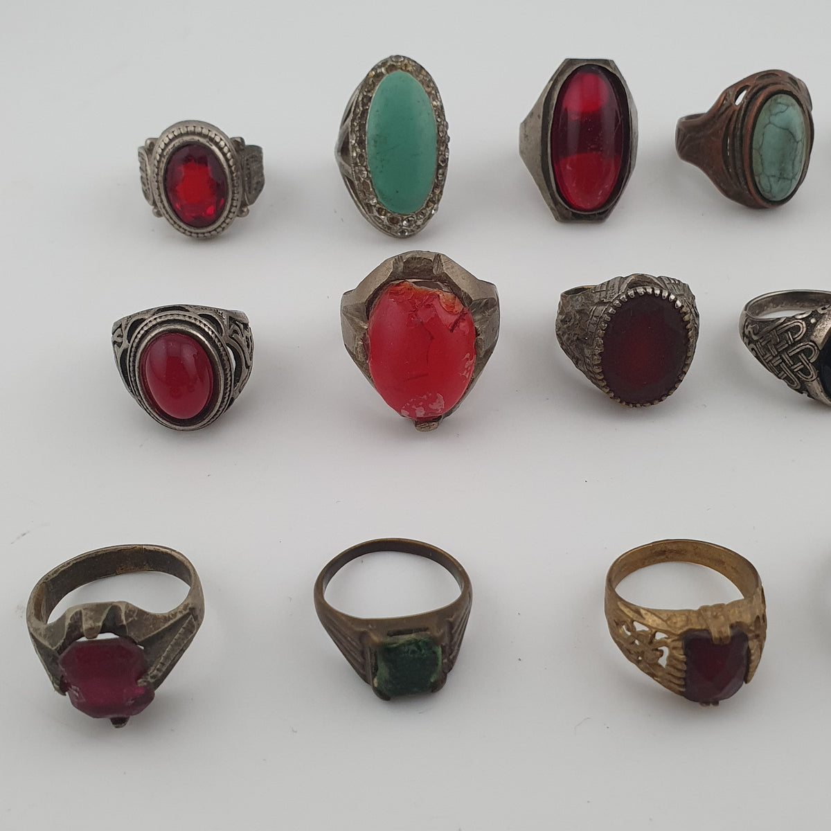 Heritage Antique Brass Jewellery Collection of 15 Mixed Rings