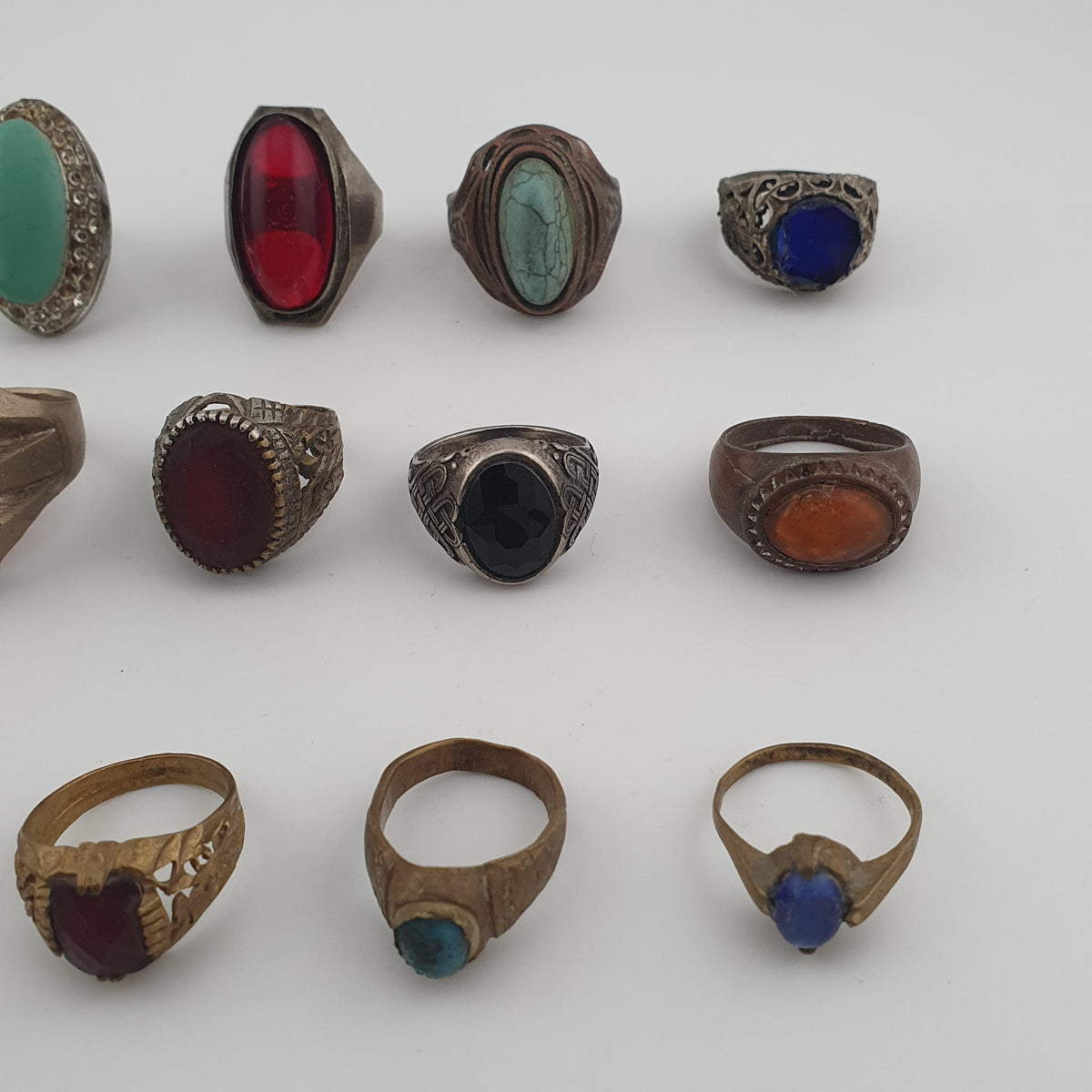 Heritage Antique Brass Jewellery Collection of 15 Mixed Rings