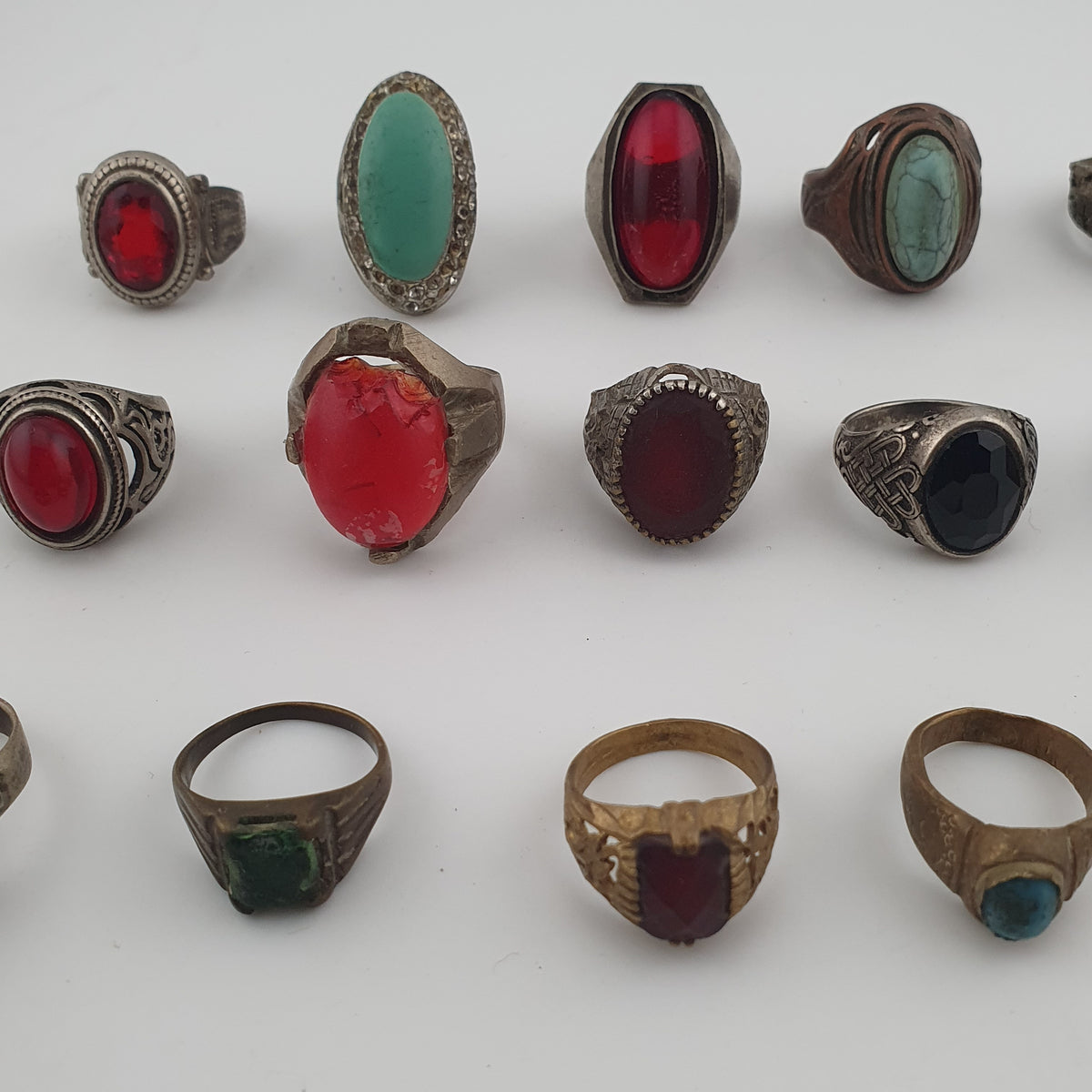 Heritage Antique Brass Jewellery Collection of 15 Mixed Rings