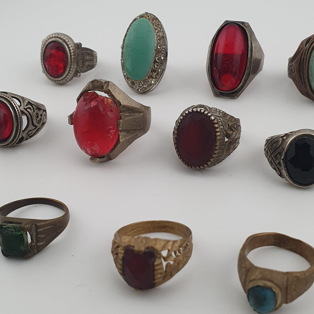 Heritage Antique Brass Jewellery Collection of 15 Mixed Rings