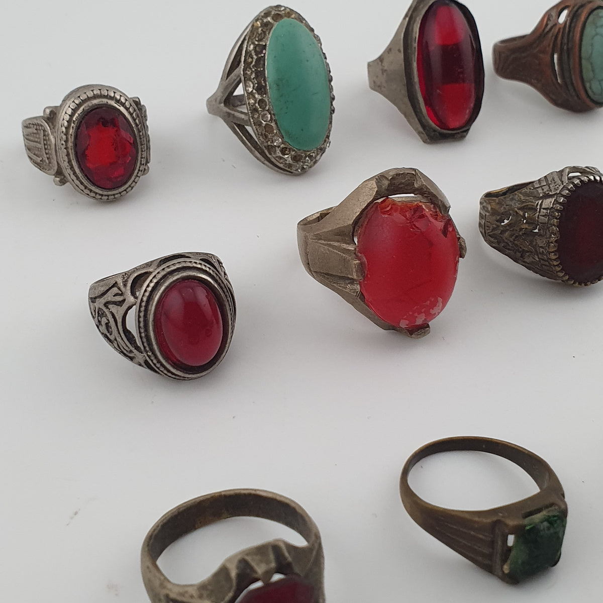 Heritage Antique Brass Jewellery Collection of 15 Mixed Rings