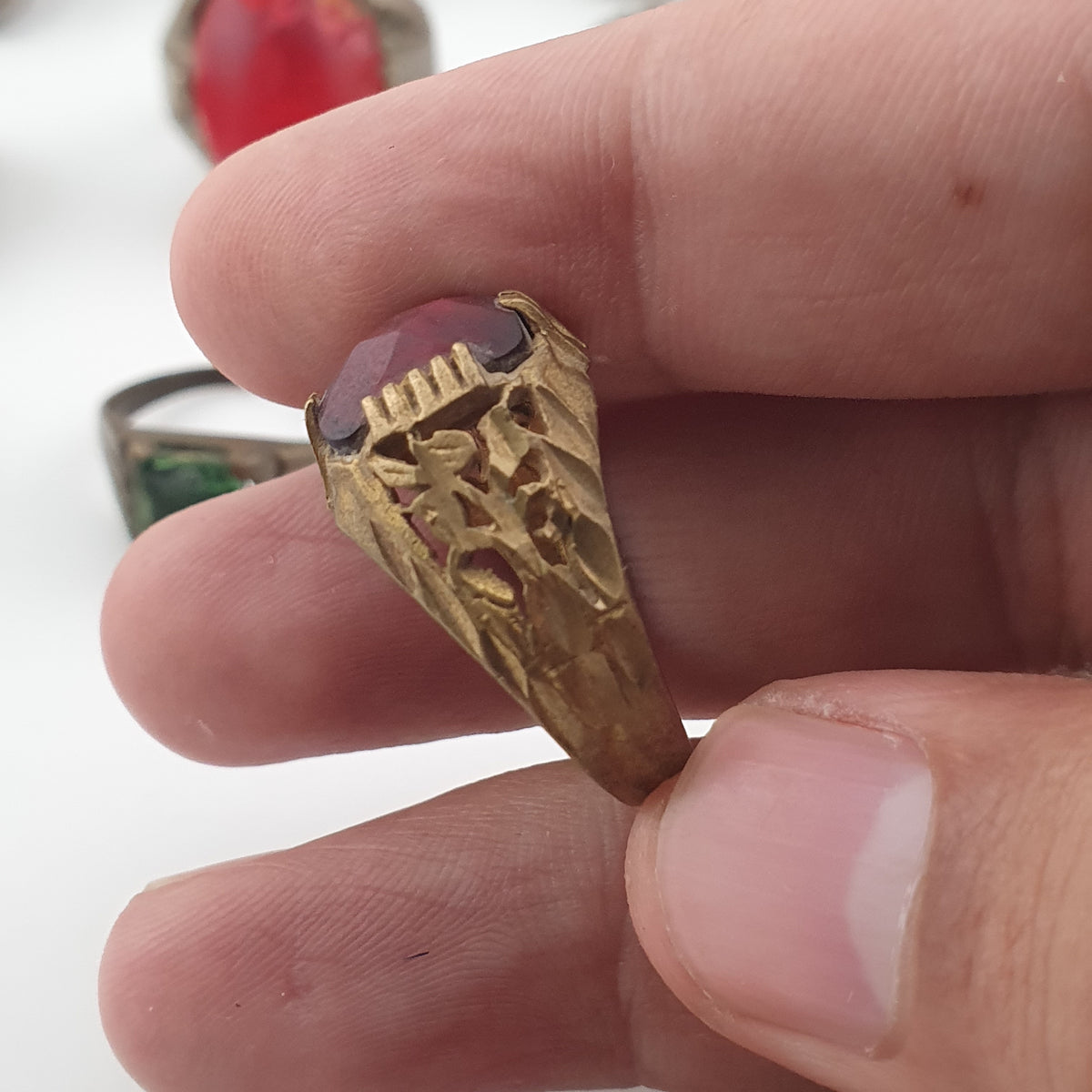 Heritage Antique Brass Jewellery Collection of 15 Mixed Rings