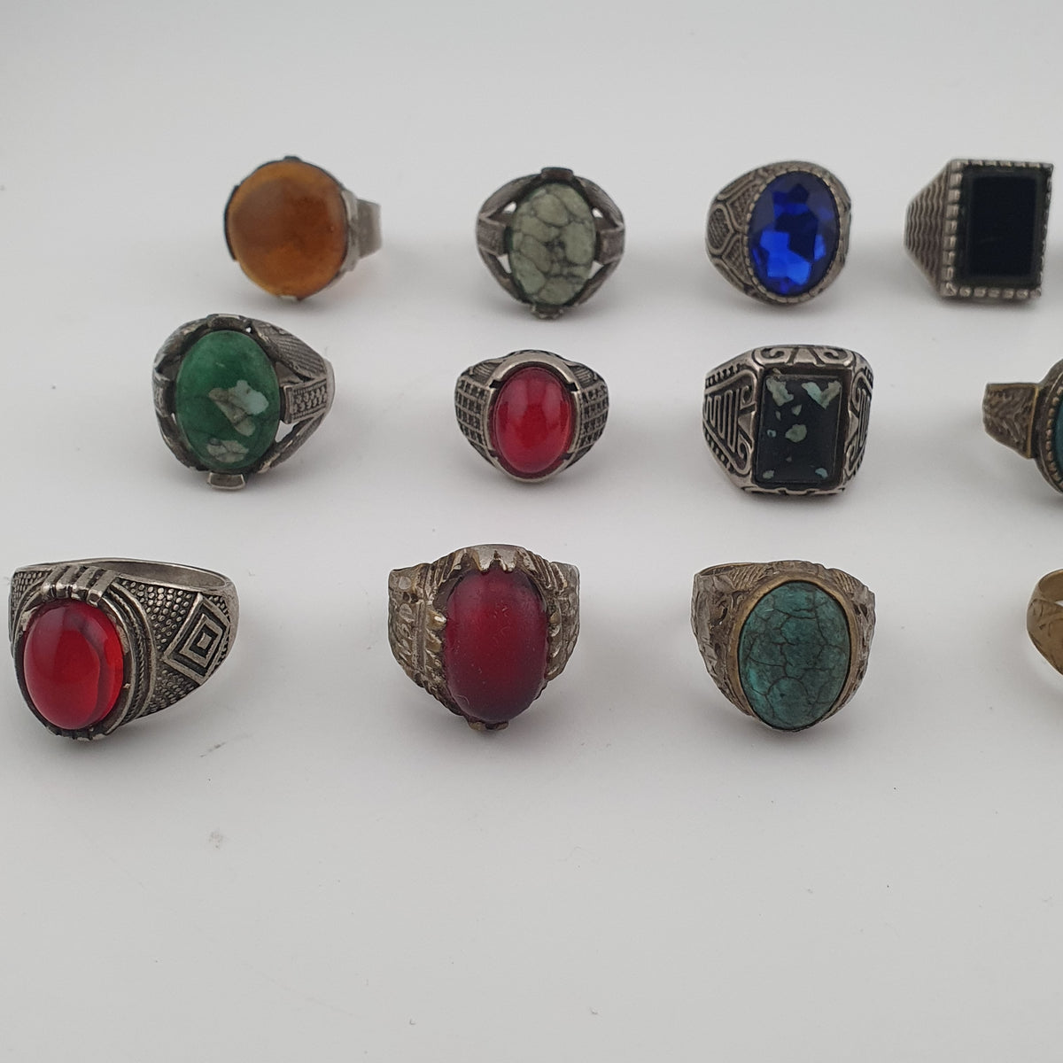 Traditional Ring Collection Lot of 15 Rustic Brass Jewellery Pieces