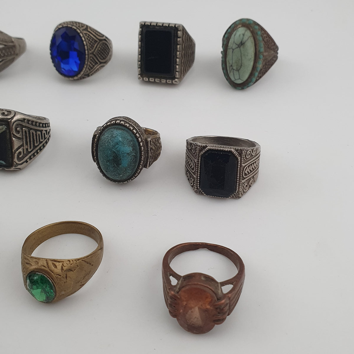 Traditional Ring Collection Lot of 15 Rustic Brass Jewellery Pieces