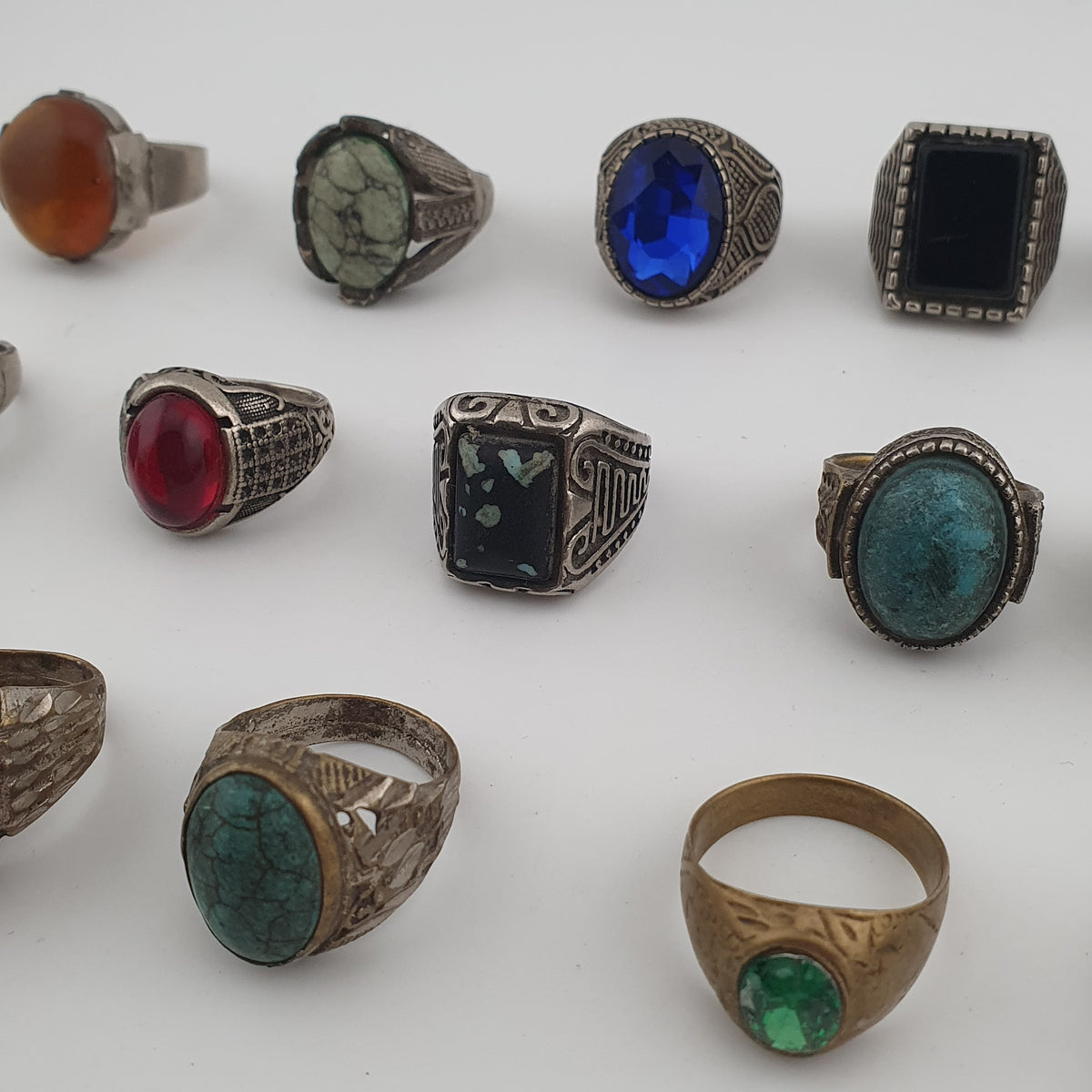 Traditional Ring Collection Lot of 15 Rustic Brass Jewellery Pieces