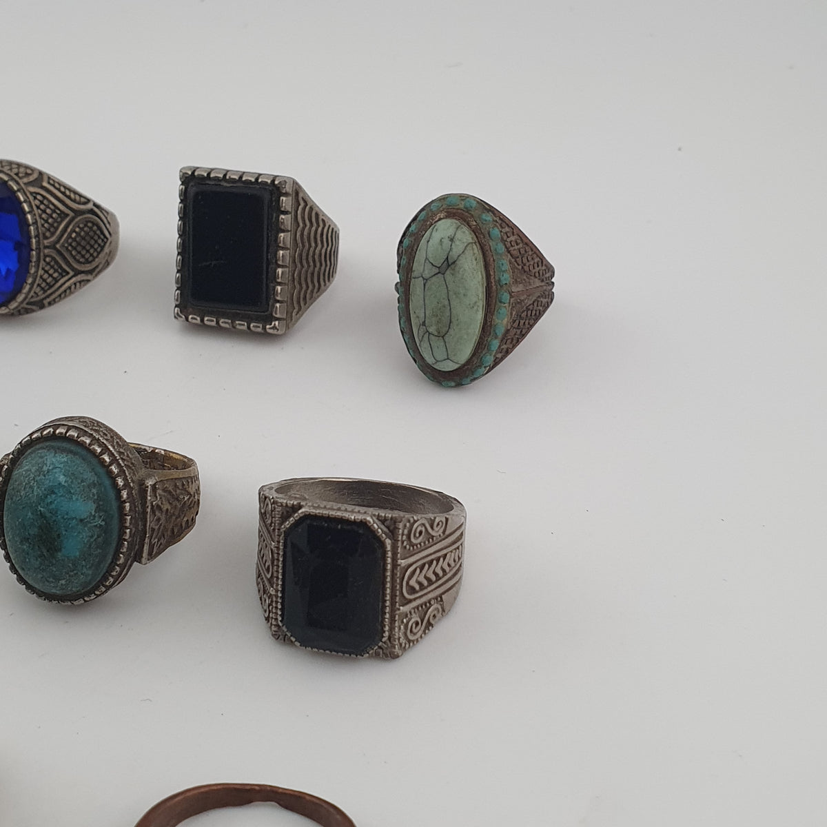 Traditional Ring Collection Lot of 15 Rustic Brass Jewellery Pieces