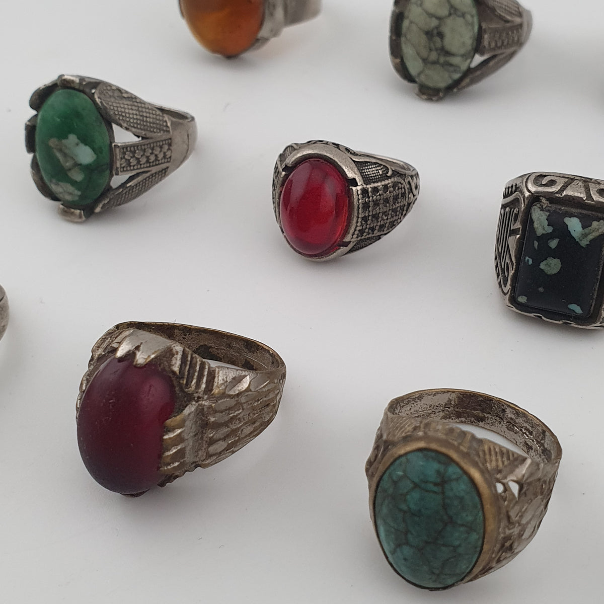 Traditional Ring Collection Lot of 15 Rustic Brass Jewellery Pieces