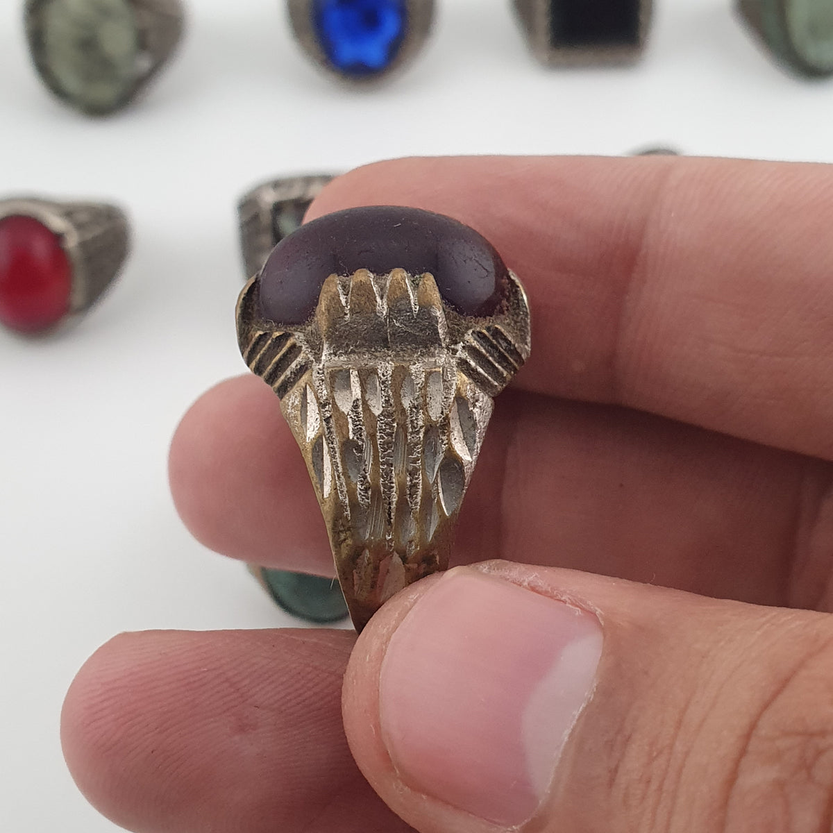 Traditional Ring Collection Lot of 15 Rustic Brass Jewellery Pieces