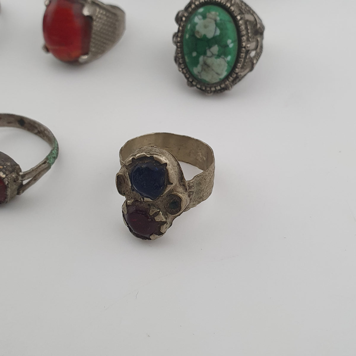 Antique Lot of 15 Bohemian Brass Rings  Assorted Ethnic & Tribal Designs