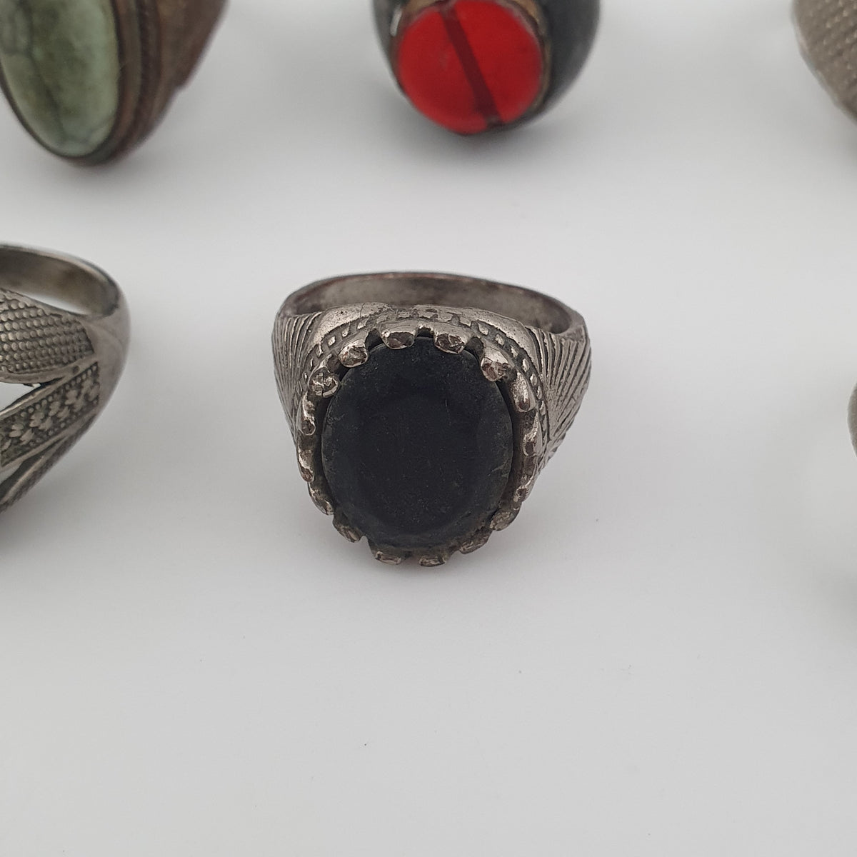 Antique Lot of 15 Bohemian Brass Rings  Assorted Ethnic & Tribal Designs