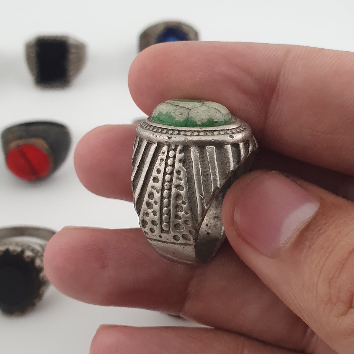 Antique Lot of 15 Bohemian Brass Rings  Assorted Ethnic & Tribal Designs