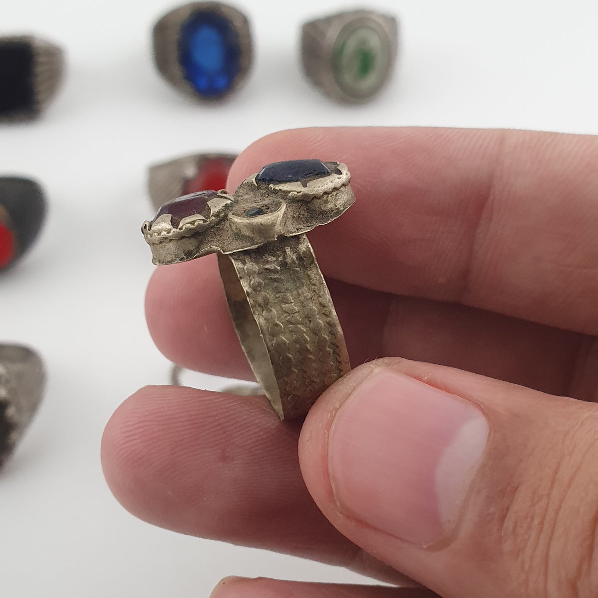 Antique Lot of 15 Bohemian Brass Rings  Assorted Ethnic & Tribal Designs