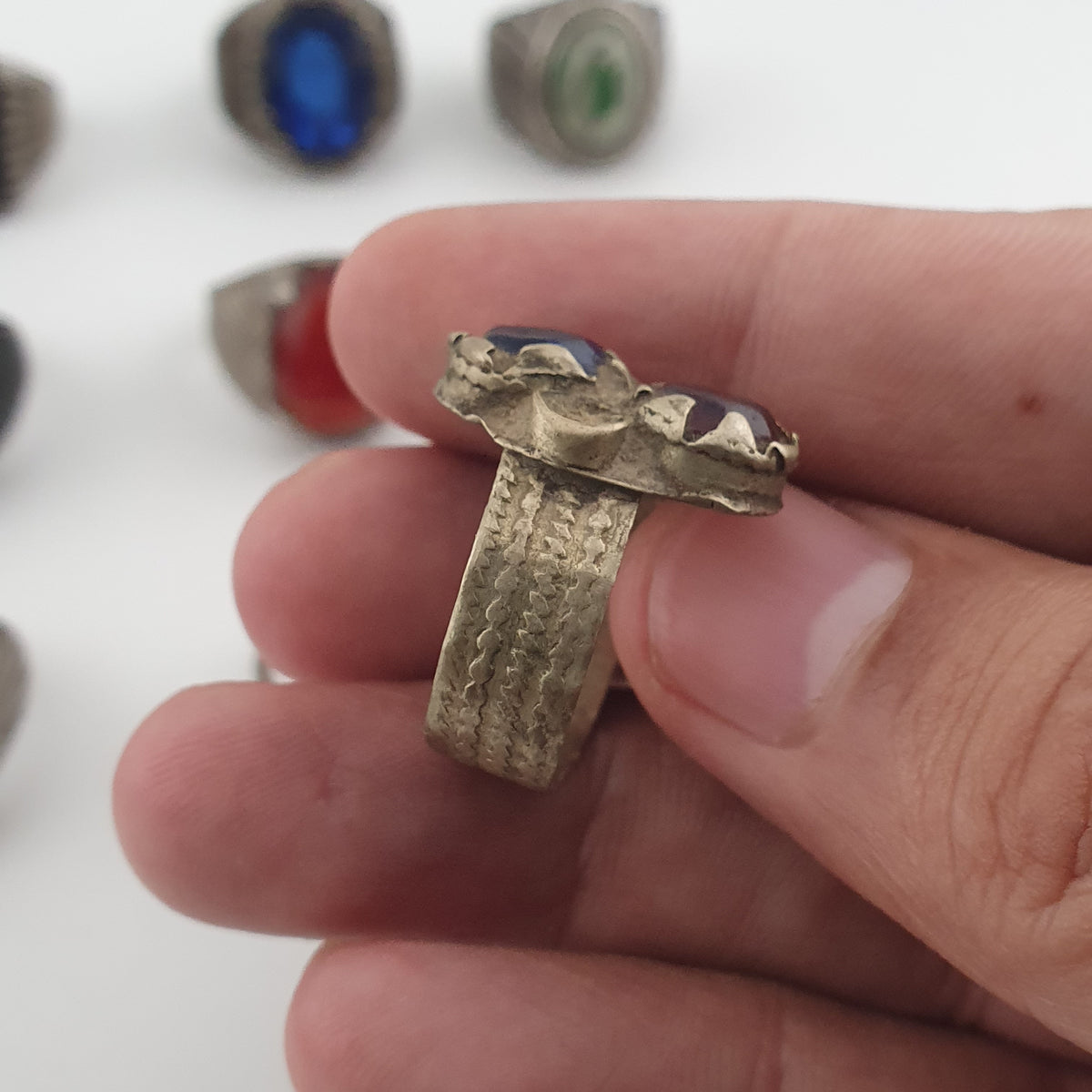 Antique Lot of 15 Bohemian Brass Rings  Assorted Ethnic & Tribal Designs