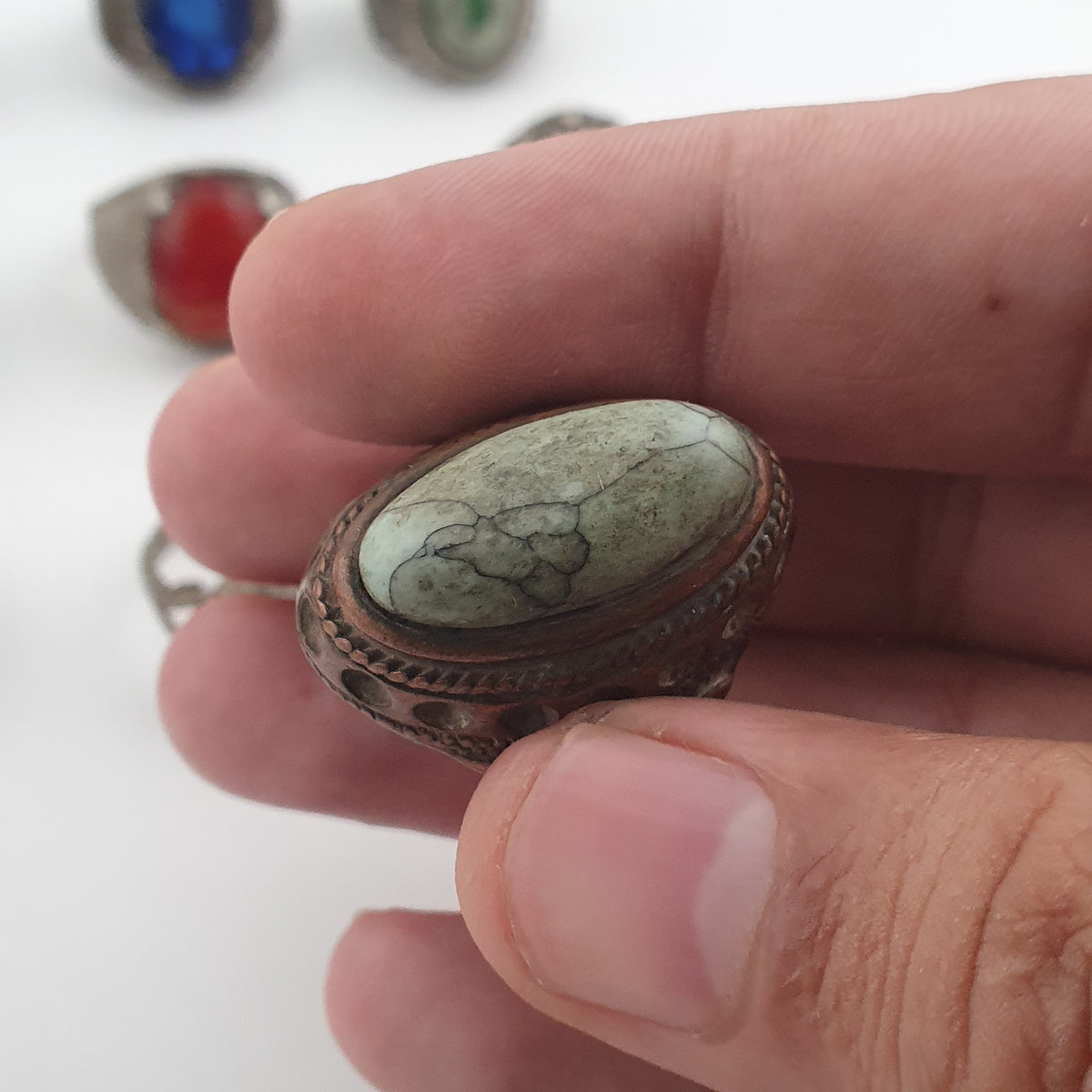 Antique Lot of 15 Bohemian Brass Rings  Assorted Ethnic & Tribal Designs