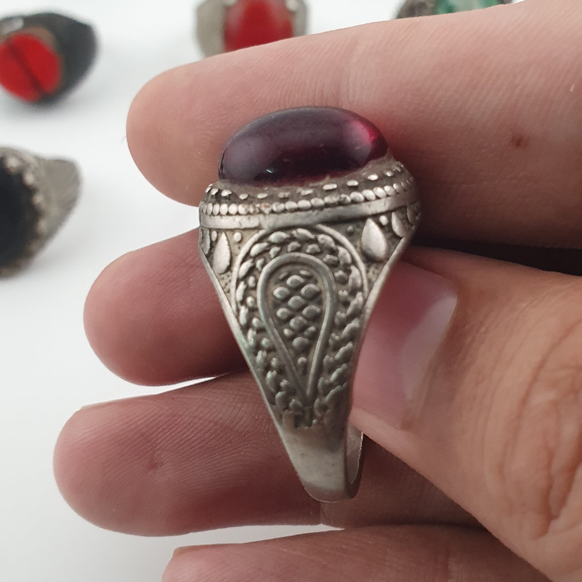 Antique Lot of 15 Bohemian Brass Rings  Assorted Ethnic & Tribal Designs