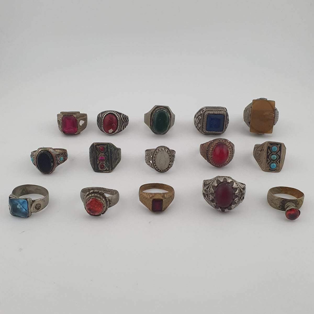 15 Lot Of Brass Rings Rustic Antique Collectible Jewellery