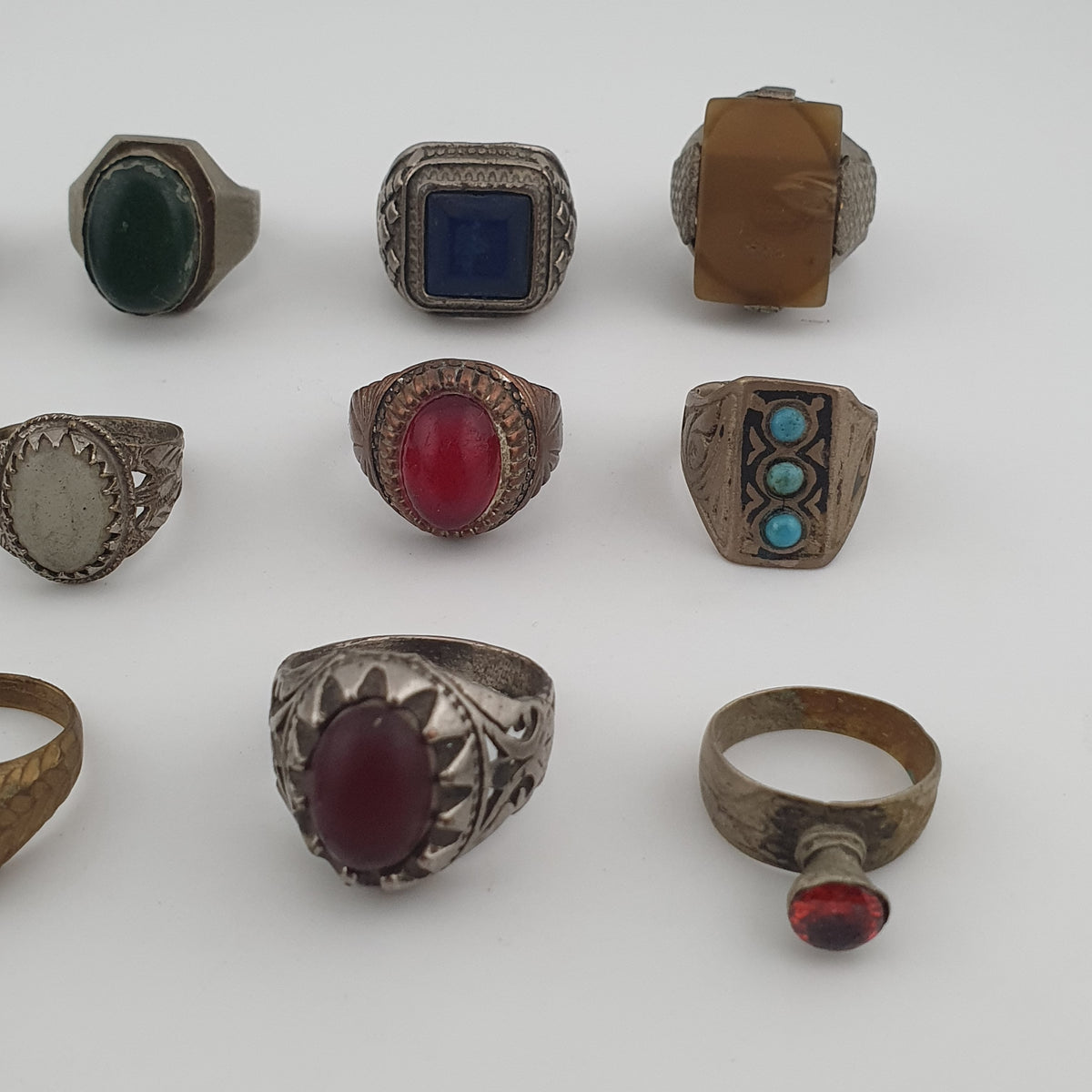 15 Lot Of Brass Rings Rustic Antique Collectible Jewellery