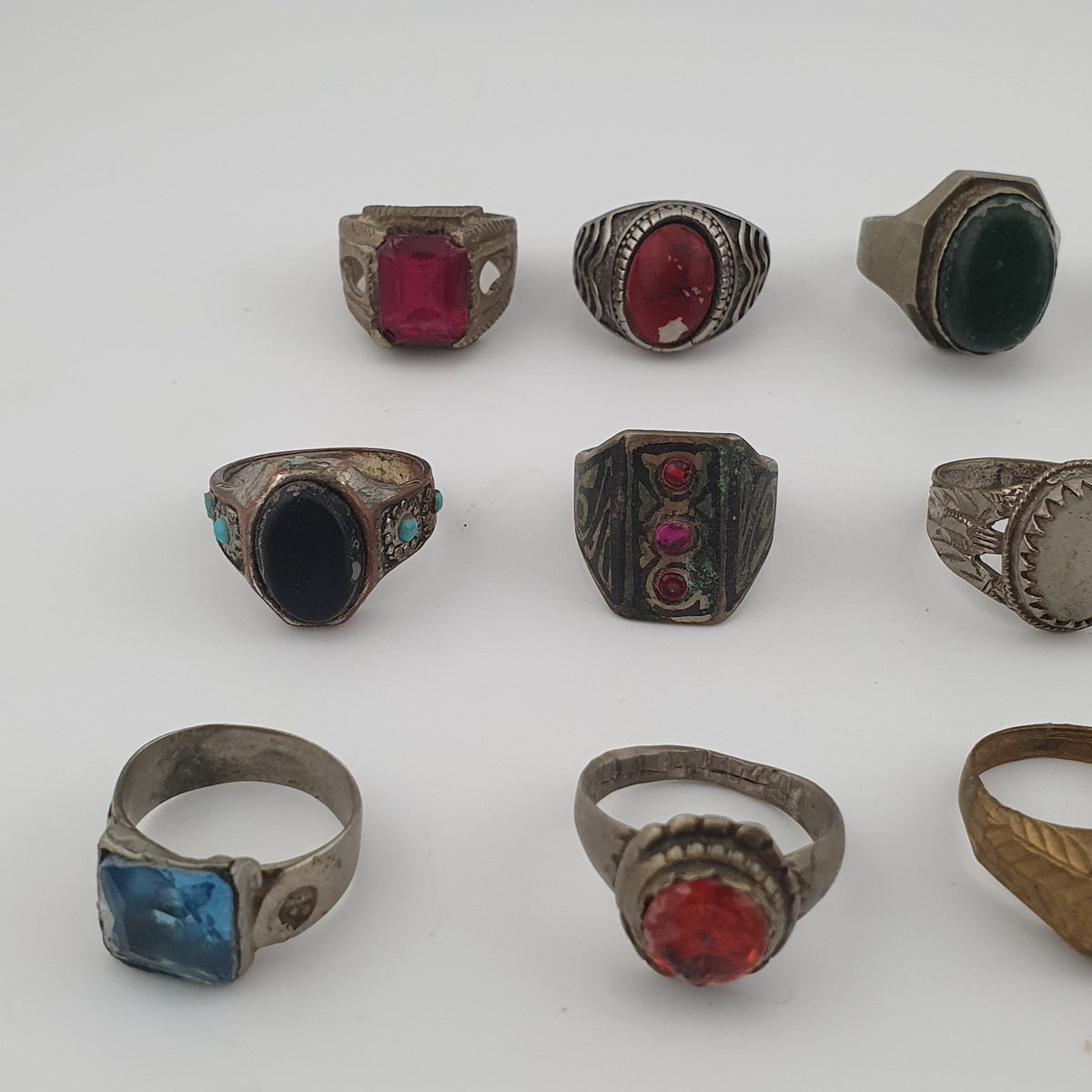 15 Lot Of Brass Rings Rustic Antique Collectible Jewellery